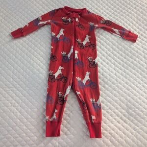 Hanna Andersson Red One Piece with Dog and Bicycle Print